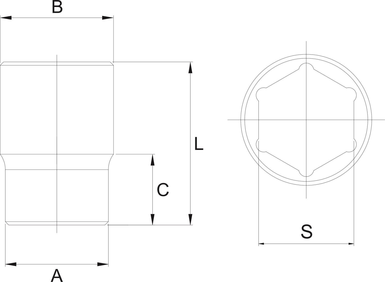 JTC-43832 KHẨU TRẮNG LỤC GIÁC 6PT.DR.1/2" 2